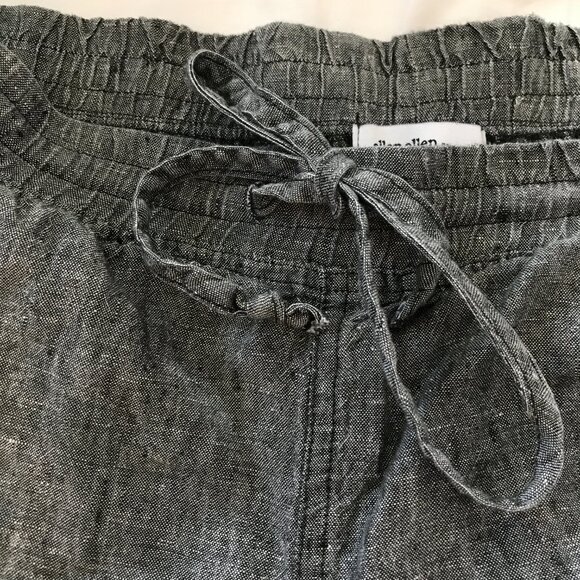 Allen Allen 100% Linen Pull On Pants Women XL Gray Tie Waist Pocket Lagenlook - Picture 12 of 14
